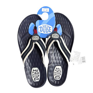 New Hey Dude Flip-Flops Size Men's 12 Navy & White, "Myers"